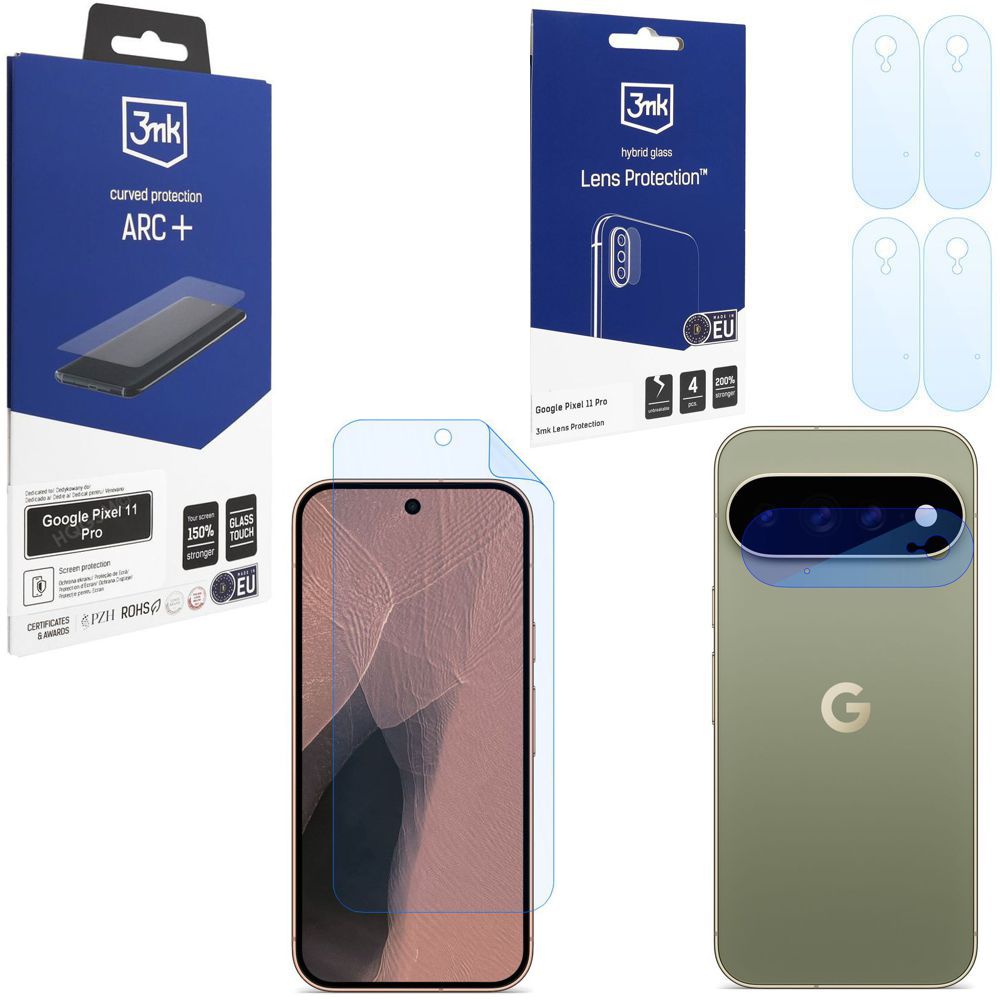 FOLIA 3mk Curved Protection ARC+ + 4x Szkło na APARAT do Google Pixel 11 Pro