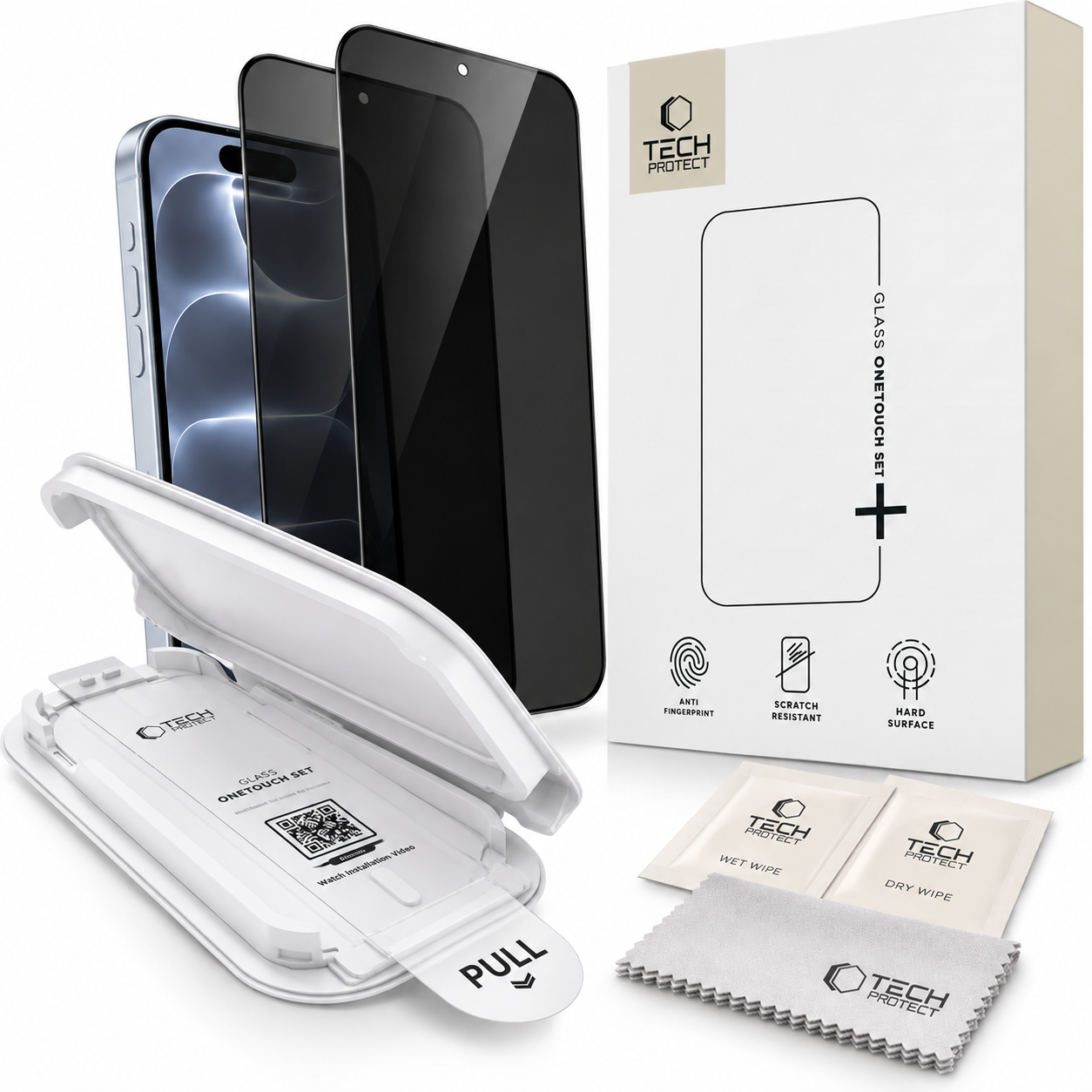 Szkło Prywatyzujące TECH-PROTECT ONETOUCH SET SPY+ 2-PACK do iPhone 18 Pro z Aplikatorem