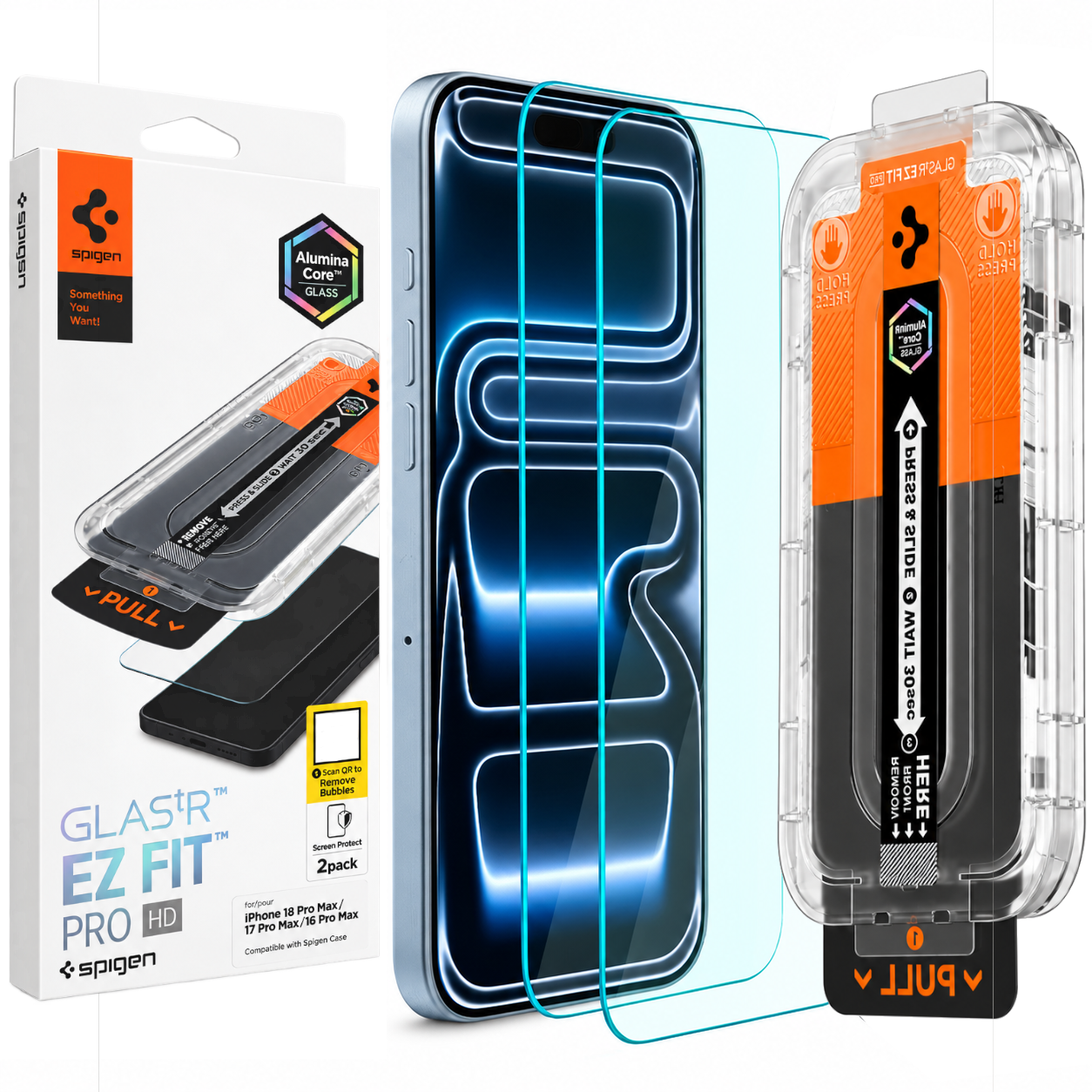 SZKŁO HARTOWANE SPIGEN GLAS.TR EZ FIT PRO HD AC 2-PACK do iPHONE 16 PRO MAX / 17 PRO MAX / 18 PRO MAX CLEAR