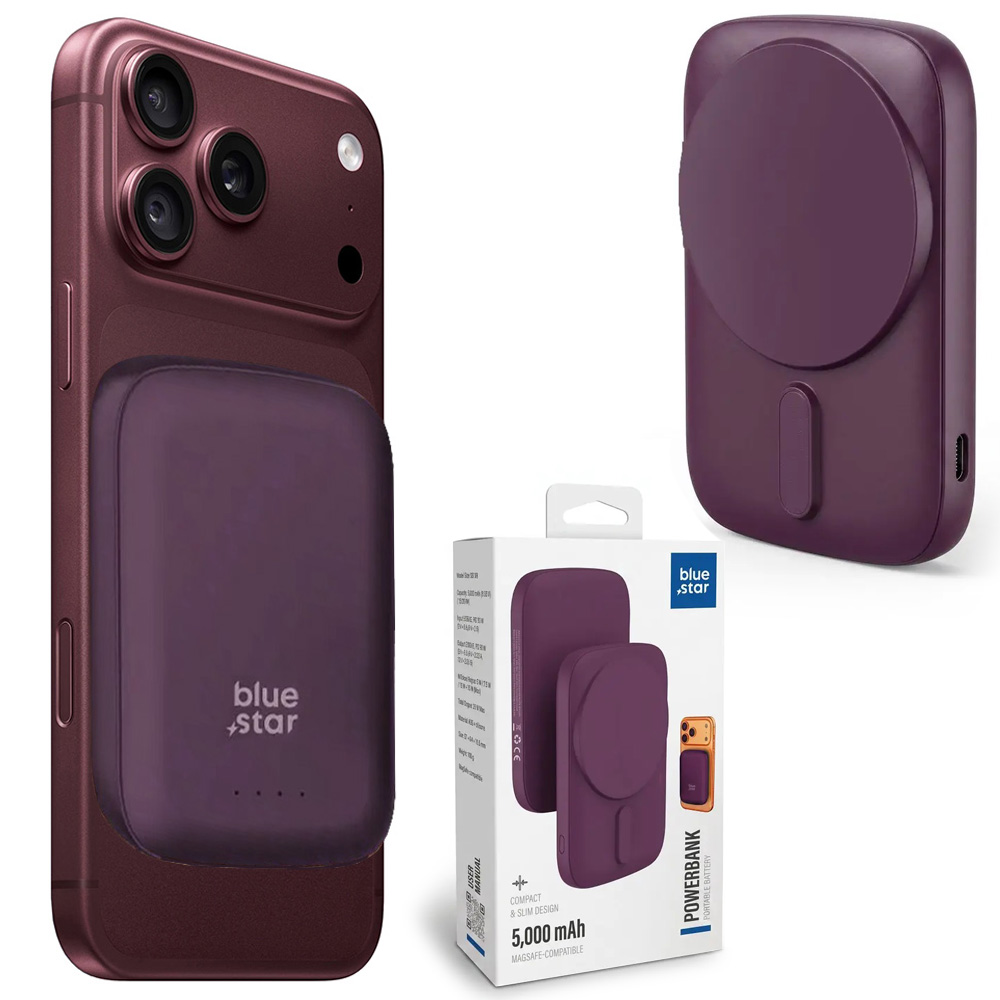 Mini Magnetyczny Powerbank PD 20W z MagSafe 15W | 5000mAh | Burgundy