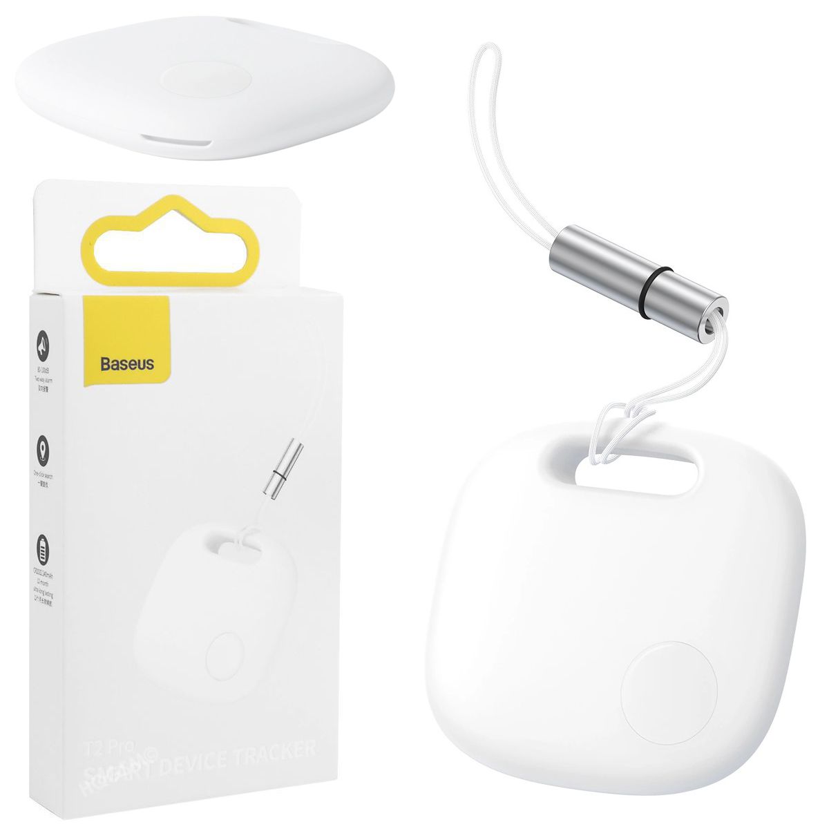Baseus T2 Pro | Lokalizator GPS | Tracker Android iOS | Biały