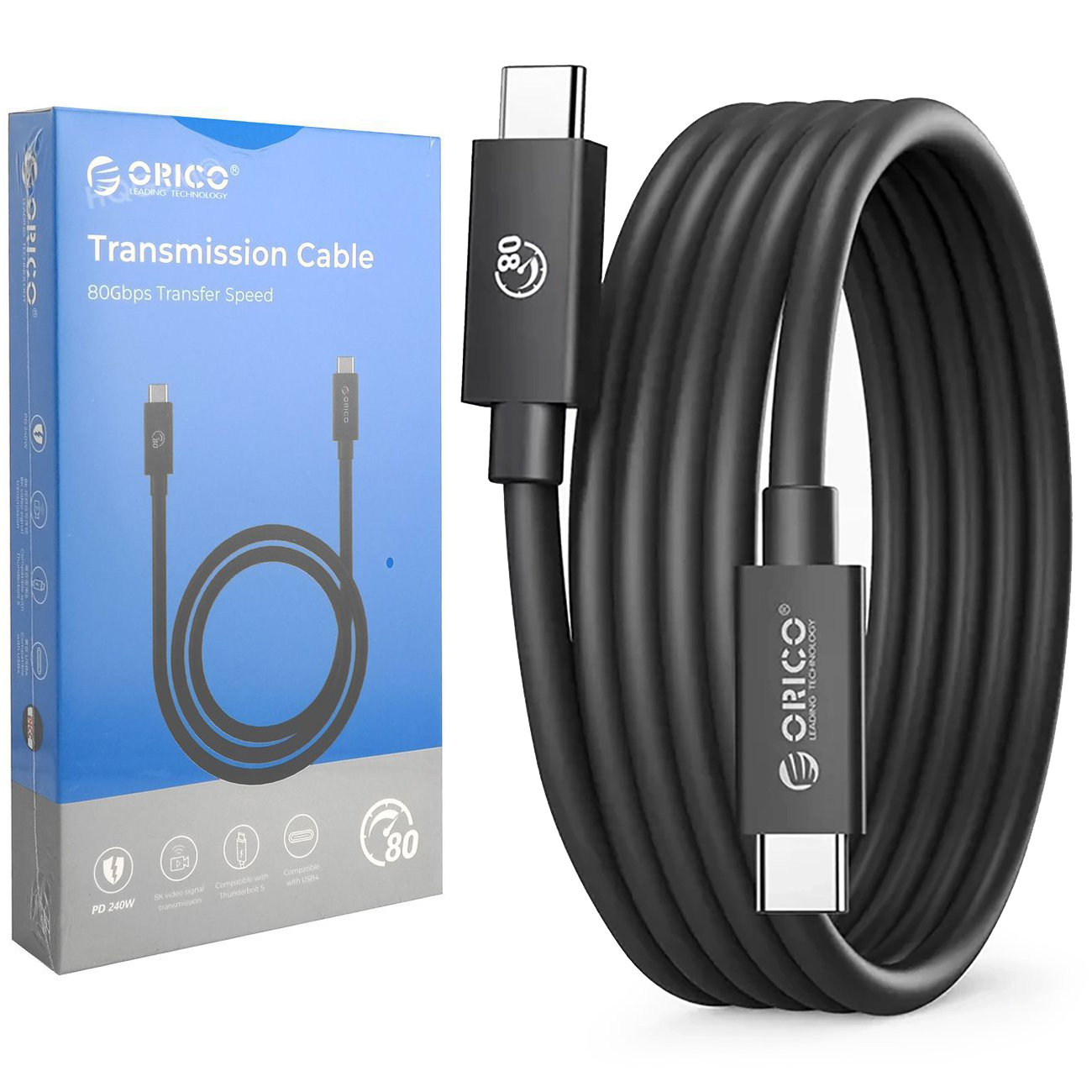 Orico | Kabel USB-C Thunderbolt 5 USB4 | 80Gb/s 240W | 100cm