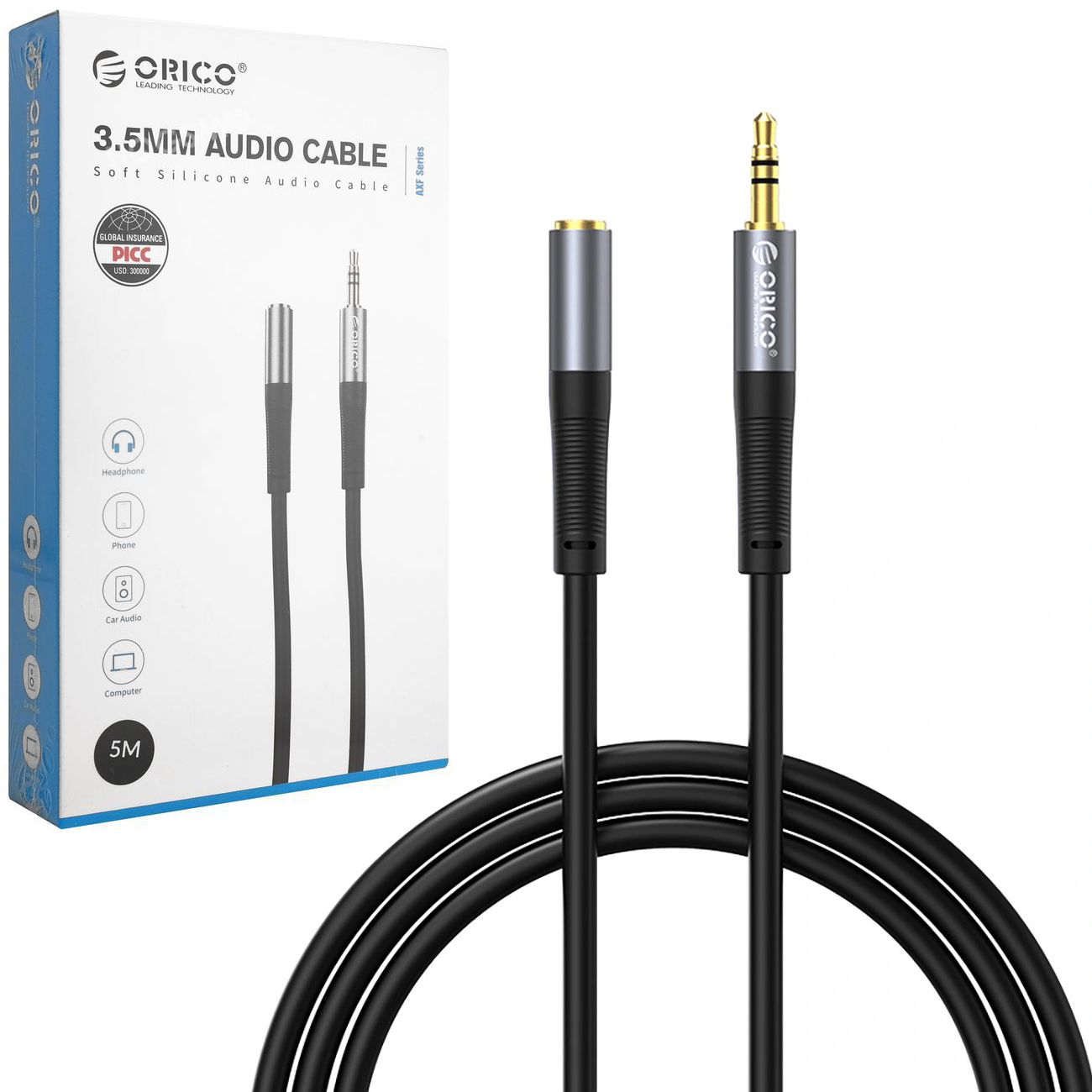 Orico AXW Series | Kabel Audio Przedłużacz mini jack 3.5mm | 500cm