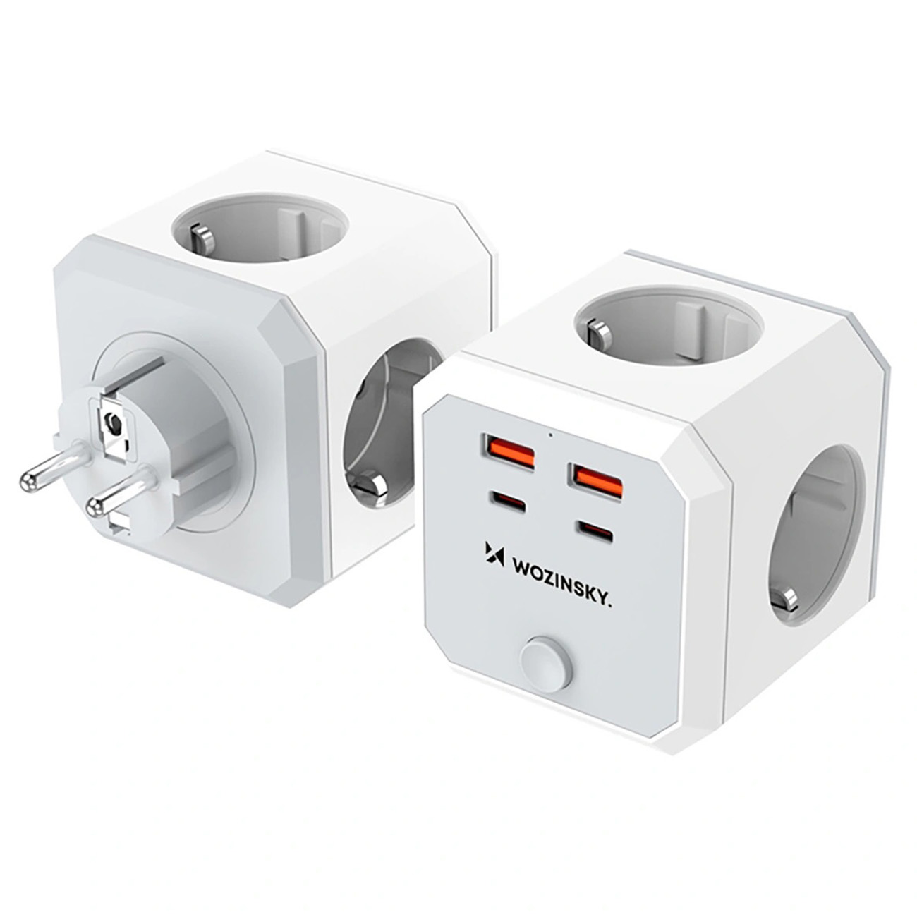 Wozinsky | Listwa Zasilająca Rozdzielacz Gniazdko Kostka 4x AC Schuko 2x USB-A 2x USB-C z Przyciskiem Wyłączania