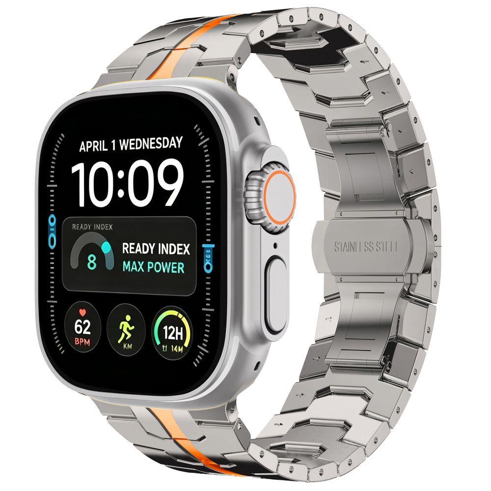TECH-PROTECT STAINLESS APPLE WATCH 8 / 9 / 10 / 11 / 12 / SE / ULTRA (44 / 45 / 46 / 49 MM) TITANIUM/ORANGE