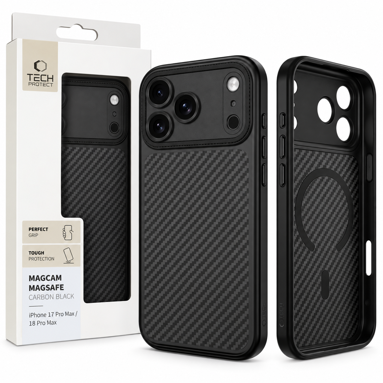 Etui Tech-Protect MagCam MagSafe Carbon Black do iPhone 17 Pro Max / 18 Pro Max