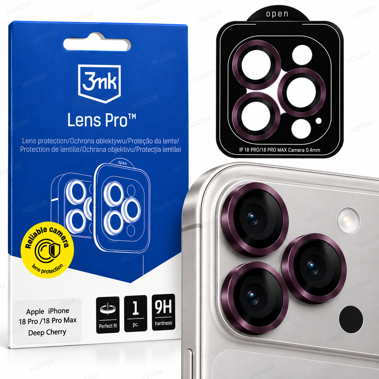 3mk Lens Protection Pro Deep Cherry BURGUNDY do iPhone 18 Pro / Pro Max