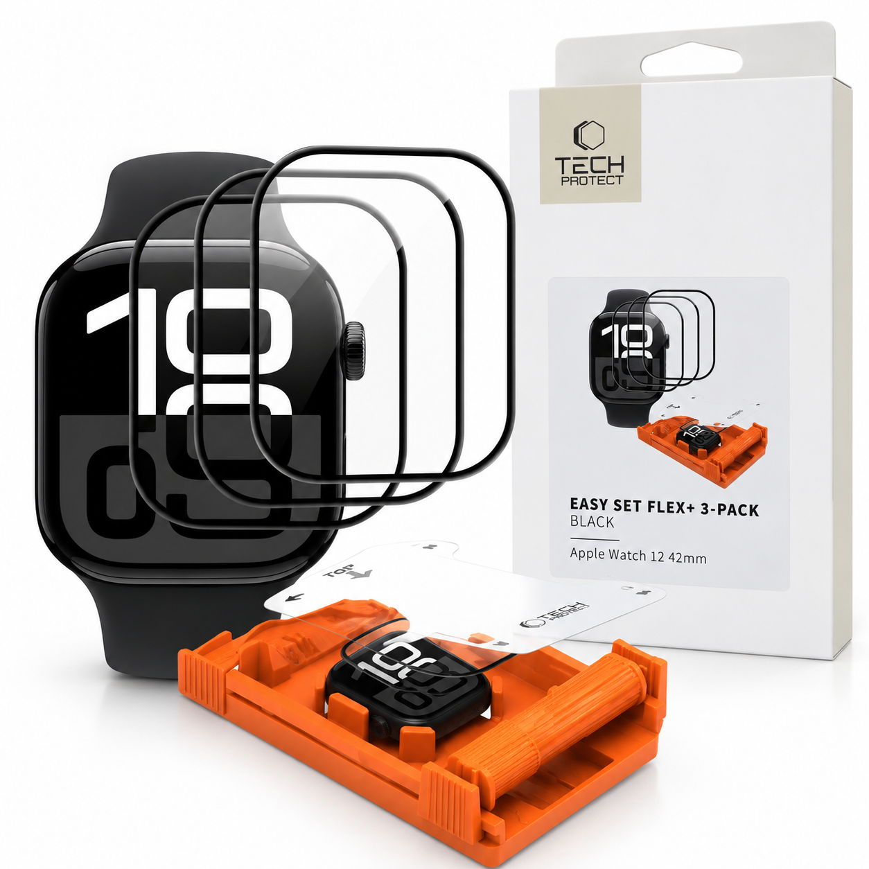 Szkło ochronne hybrydowe SmartGuard do Apple Watch 12 42 mm – 3 pak