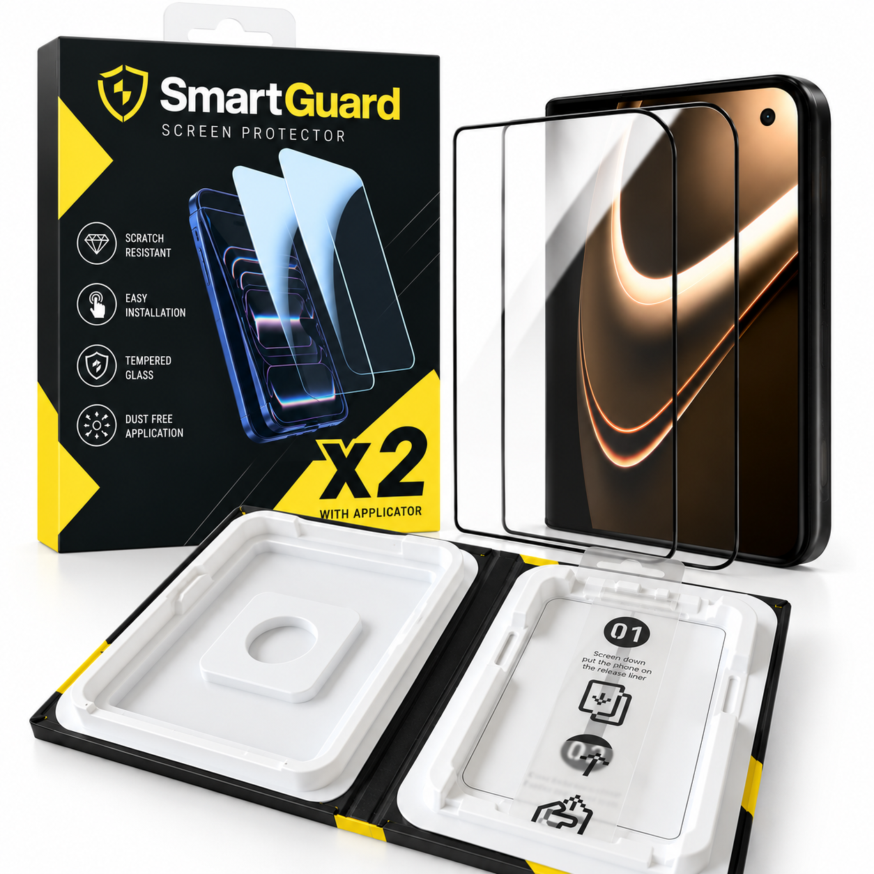 Szkło hartowane z aplikatorem SMARTGUARD do iPhone Duo